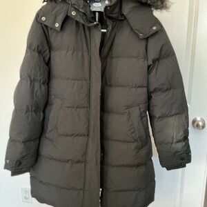 Women’s Black XL Heavy Puffer Jacket Thick Parka Removable Fur Hood